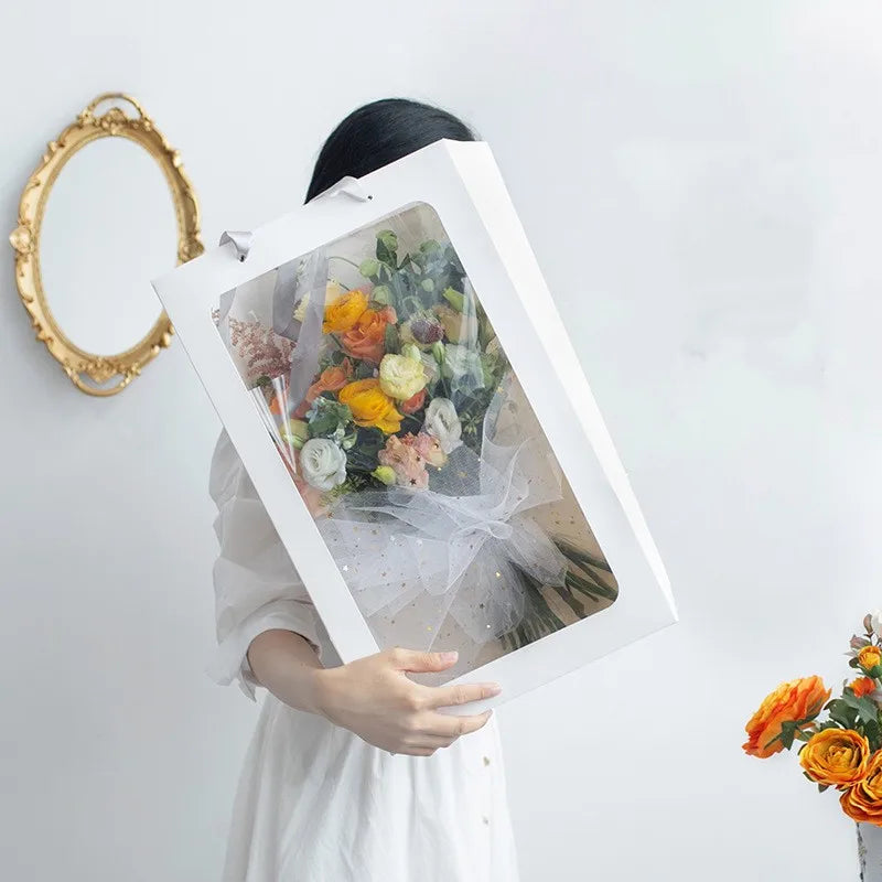 Hot Sale Flower Bouquet Bag Clear PVC Cardboard Transparent Flower Bag for Gift Flower Packaging