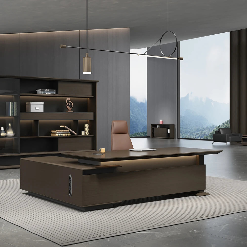 L Shape Office Desk Fashionable and Simple Office Furniture Administrative Desk and Chair