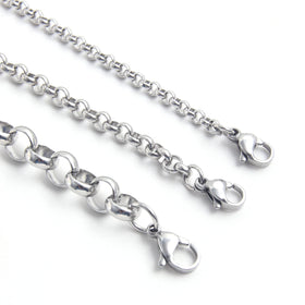 3/4/7MM Waterproof Men Jewelry Colorfast Silver Plated Stainless Steel Polished Smooth Chains Women Round Pearl Necklaces