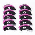 Premium Set of 10 Neoprene Golf Iron Club Head Covers with Transparent Window