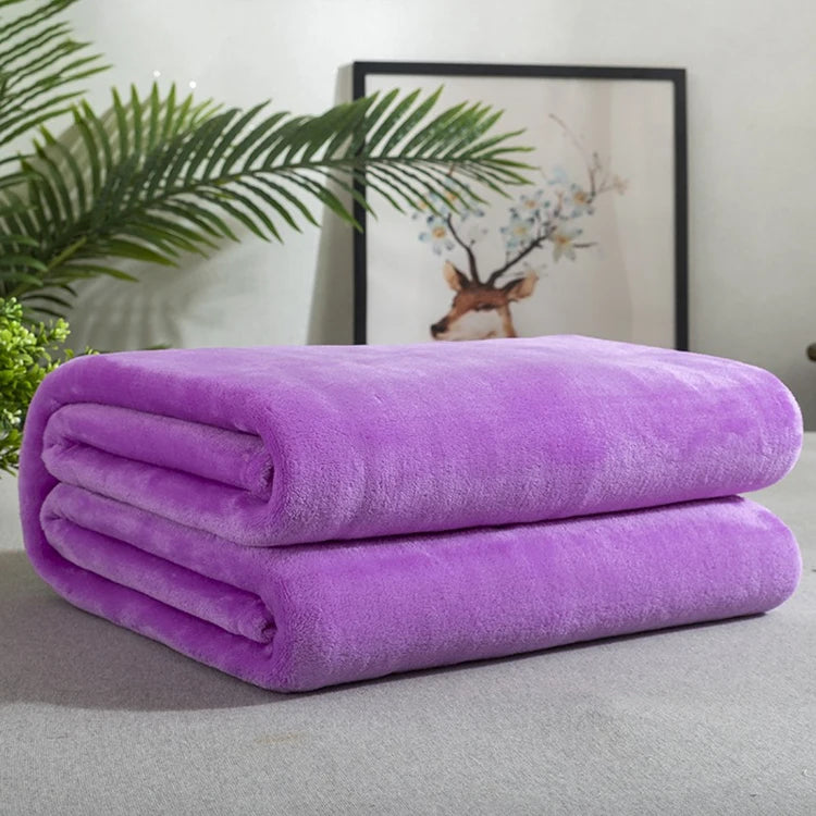Soft Solid Spring Autumn Travel Sofas Camp Throw Blankets for Bed Warm Polyester Plain Flannel Fleece Blanket