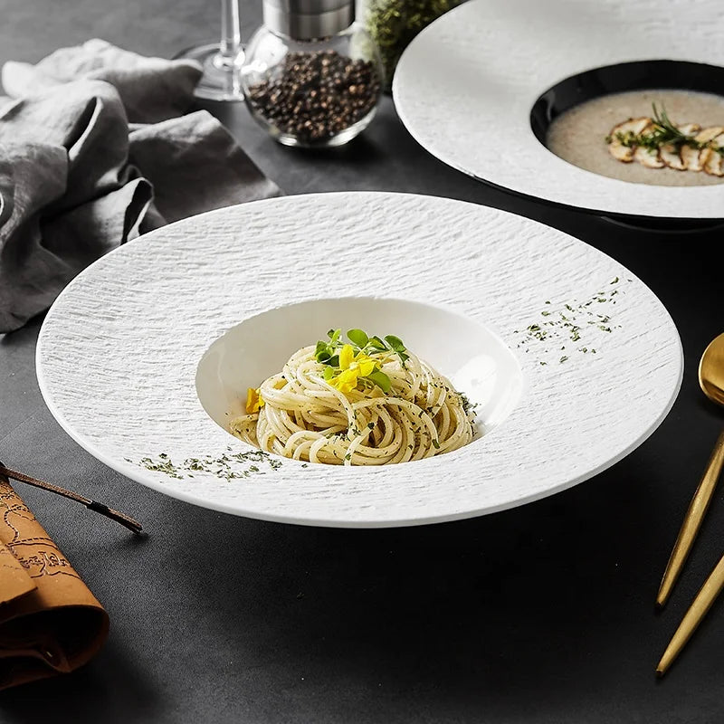 European Modern Disposable Soup Sashimi Pasta Main Dish Plate Eco-Friendly Japanese Dinnerware Set for Home Restaurant Hotel