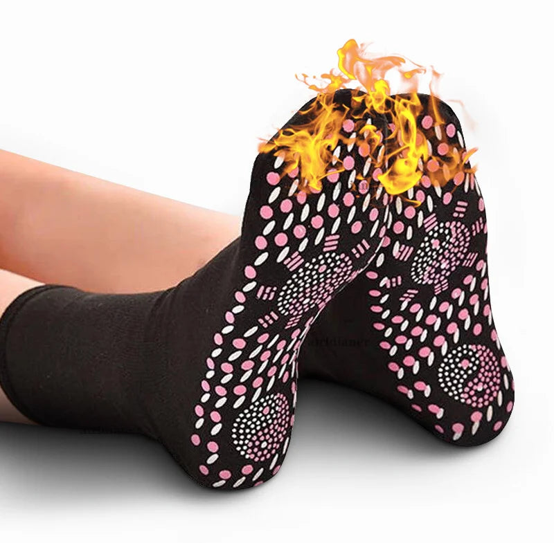 Men Women Winter Thermal Heated Crew Socks Anti-Freezing Breathable Unisex Foot Warmer Knitted Tourmaline for Outdoor Use