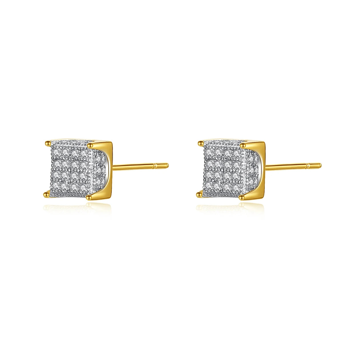 JINSE Brass Cz Micro Pave Setting Square Shape Earring Ced Out Cubic Zirconia Square Stud Earrings