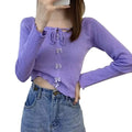 Bowknots Summer Fashion Casual Female T-Shirt New Long Sleeve O-Neck Knit Tops for Women