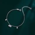 Hypoallergenic Women's Party Jewelry S925 Sterling Silver Infinity Symbol Thick Chain Link Bracelet with White Zircon Stones