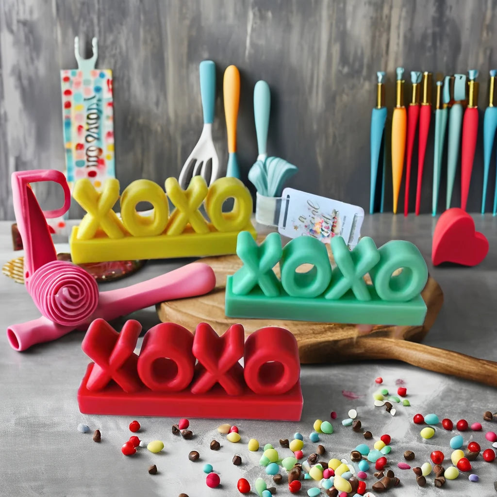 J10-151 Valentine's Day DIY Resin Crafts Casting Epoxy Resin Mold Xoxo Cupid Big Letters Silicone Candle Molds