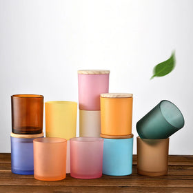C-0353 DIY Candle Jar Color Frosted Glass Container Aromatherapy Empty Jar Romantic Candlestick in Bedroom