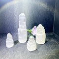 Crystals Carving Crafts Tower Light Healing Stone White Selenite Lamp for Decoration