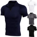 Men's Eco-Friendly Knitted Quick-Drying Breathable Anti-Wrinkle Stand Collar Zipper T-Shirt Personal Trainer Workout Clothes 180