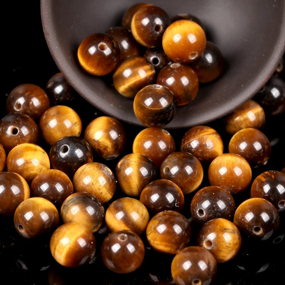 4/6/8/10/12mm Natural Stone Round Loose Beads Yellow Tiger Eye Stone Beads for Jewelry Making Findings DIY Bracelets Necklaces