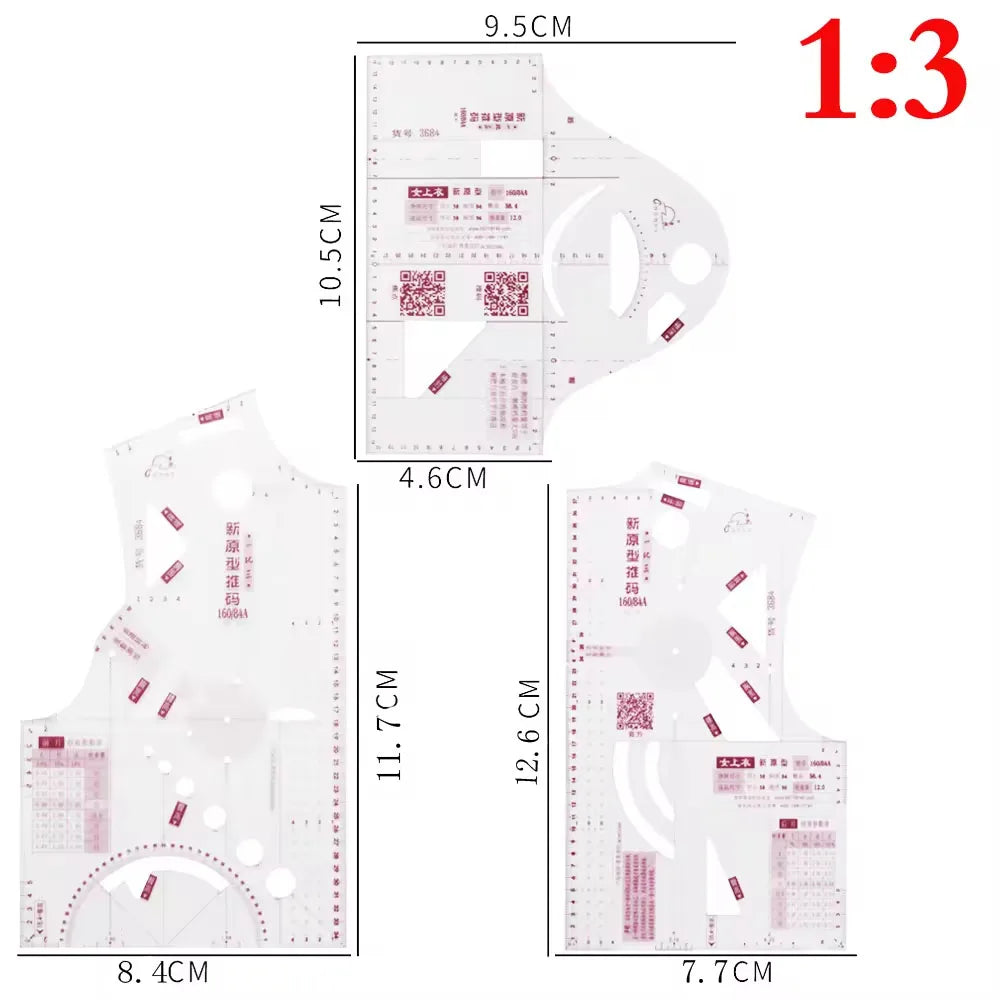 1To3Cloth Design Transparent Curve Ruler Pattern Making Cloth Craft Tailor for Sewing Tool