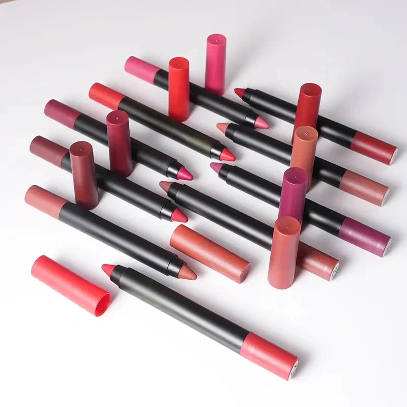 Crayon Pencil Lipstick Long Lasting Vegan Crayon Lipstick Waterproof Crayon Creamy Matte Nude Lip Liner Lipstick