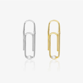 FUAMAY Fashion Jewelry 18K Gold Plated 925 Sterling Silver Paperclip Earrings With Earrings