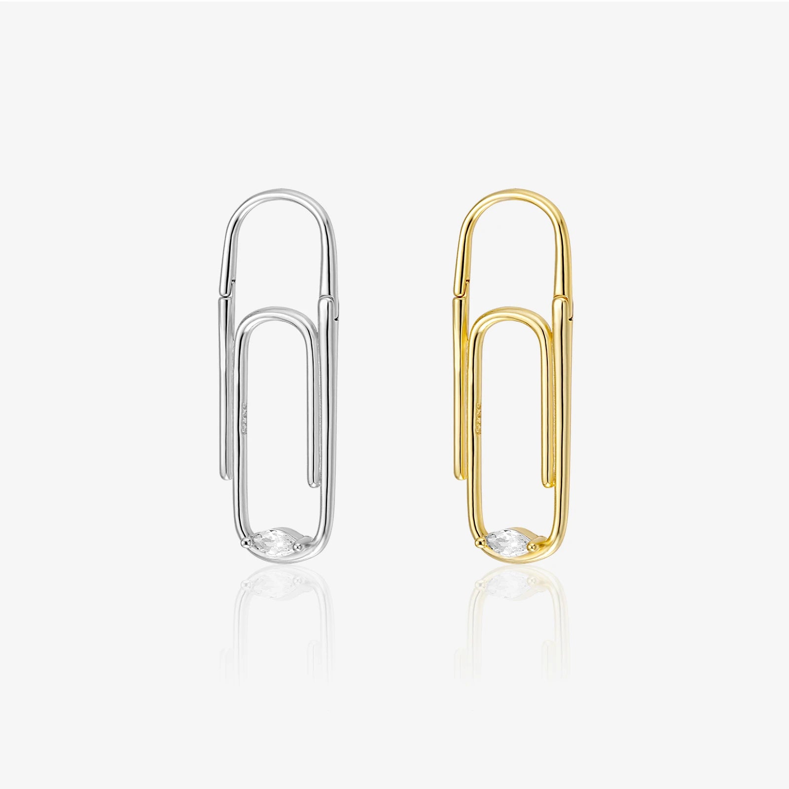FUAMAY Fashion Jewelry 18K Gold Plated 925 Sterling Silver Paperclip Earrings With Earrings