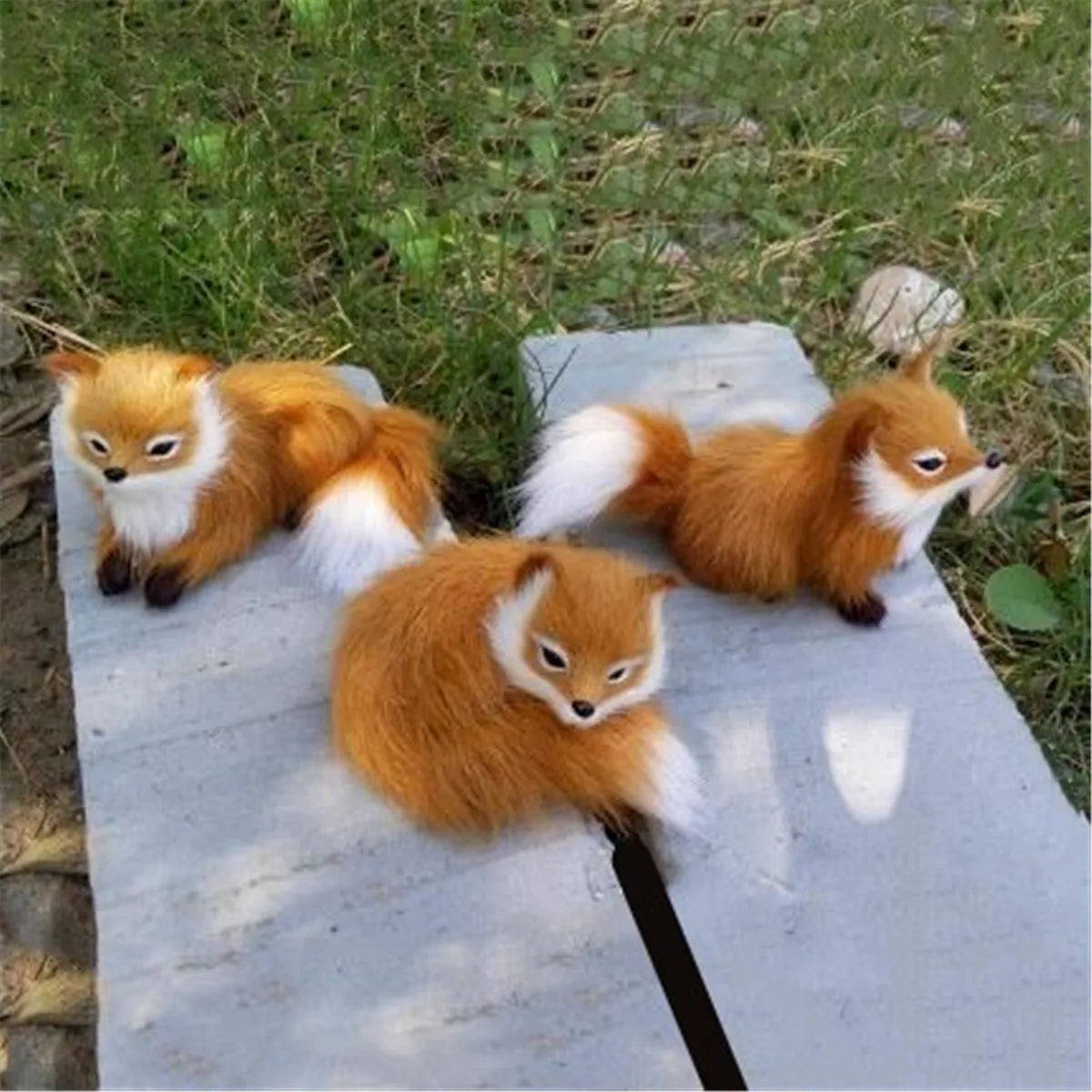 Cute Realistic Stuffed Animal Soft Plush Sitting Fox Model Small Kids Interactive Pet Toy  Home Decor Gift