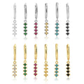 EH1200 925 Sterling Silver Line Zircon Rainbow 12 Color Drop Earring Women Fashion Piercing Clips Wedding Luxury Gems Jewelry