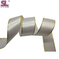 In Stock Single Face Silver and Gold Edge Satin Ribbon for Sale