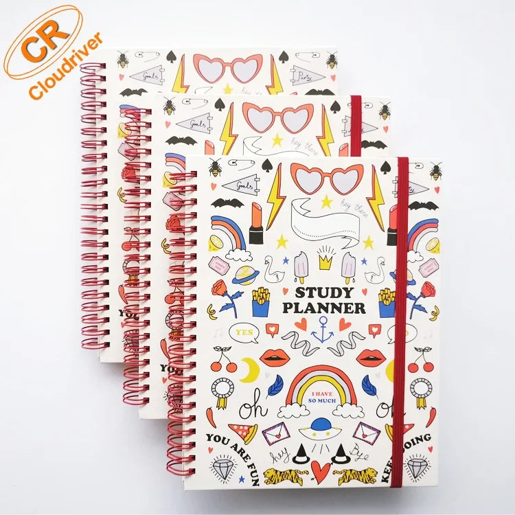 Custom Sturdy Spiral Notebook/Notepad Journal Planner Personalized Agenda Paper Cover 96 Sheets Promotional Use