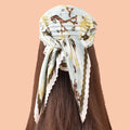 Premium Winter Women's 70 Square Polyester Silk Scarf New Fashionable Flowers Pattern Print Fold Pleated Shawl Customized Design