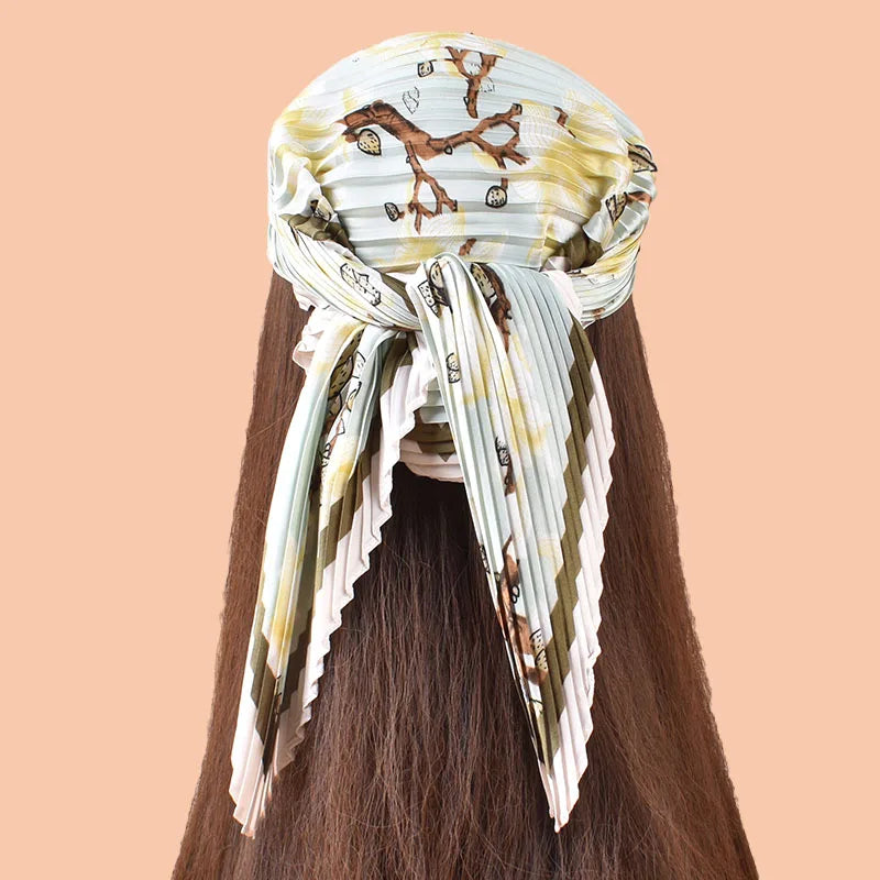 Premium Winter Women's 70 Square Polyester Silk Scarf New Fashionable Flowers Pattern Print Fold Pleated Shawl Customized Design