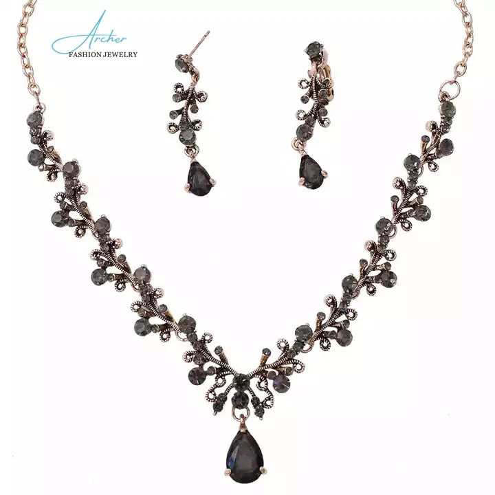 Wedding Bridal Rhinestone Headdress Accessories Wedding Jewelry Zircon Earrings Necklace Sets