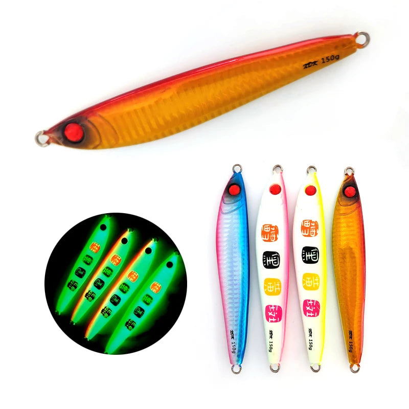 MISTER JIGGING Metal Jig Lure 150g 200g Artificial Luminous S Shape Ocean Boat Flat Jigbait Lure