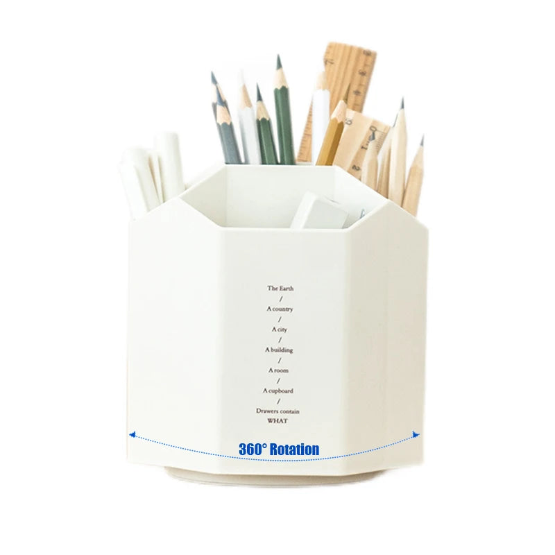 Japanese Style Pen Stand Office Organizer Multi-functional Desktop Storage PP Rotary Pen Holder