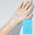 Custom OEM Henna Tattoo Stickers White Mirror Powder Body Hand Face Sparkling Stickers Waterproof Temporary Tattoo Stickers