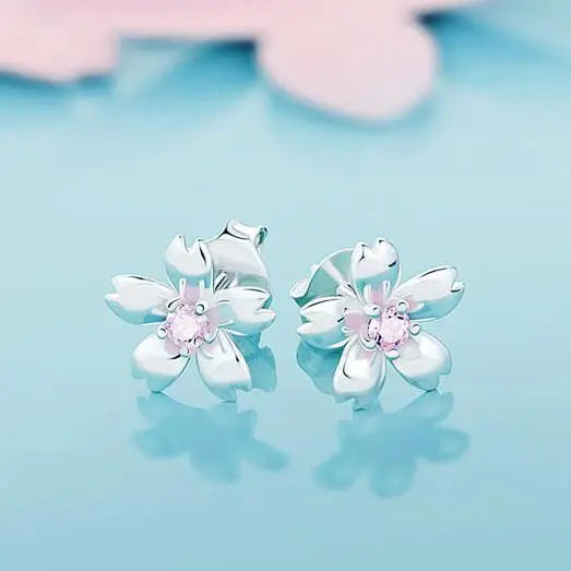 925 Sterling Silver Flowers Stud Earrings for Women Personality Lady Fashion Jewelry 2021