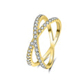 S925 Sterling Silver Fine Jewelry Rings Gold Plated Eternity Band Cubic Zirconia  4A CZ Stone Cross Rings  for Women