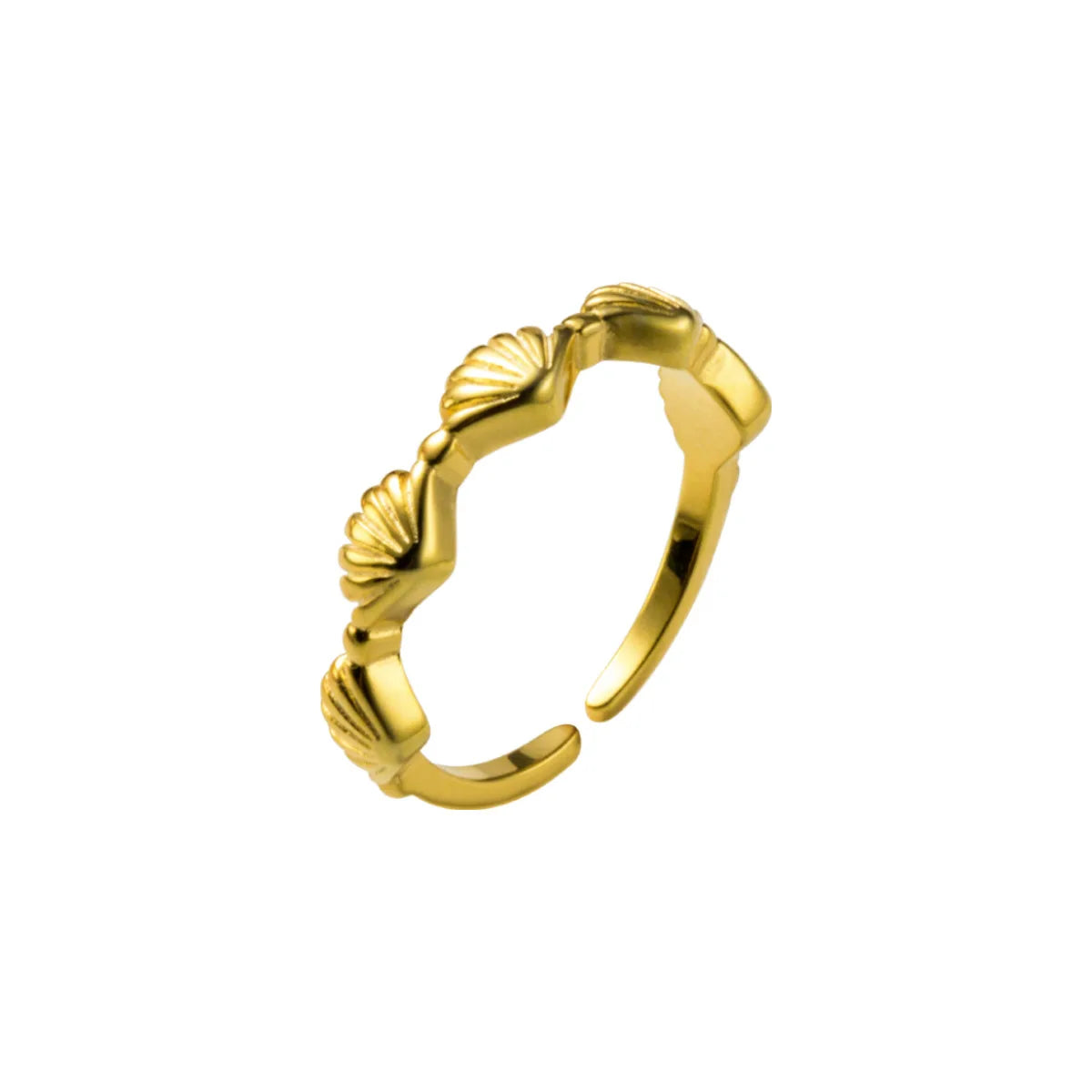 Fashion Fine Jewelry 925 Sterling Silver Minimalist Ring Summer Shell Gold Plated Open Rings for Women
