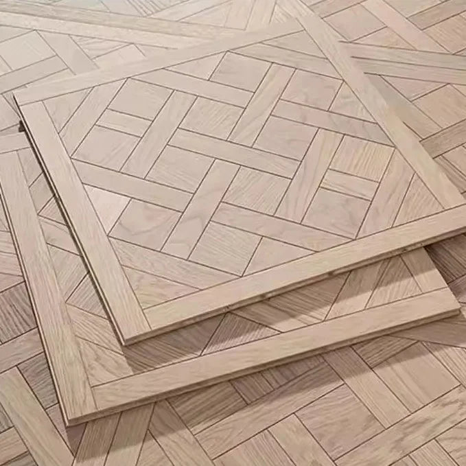 Modern 14mm Click Natural Oak Parquet Wood Mosaic Flooring Smooth Technics for Indoor Living Room Application