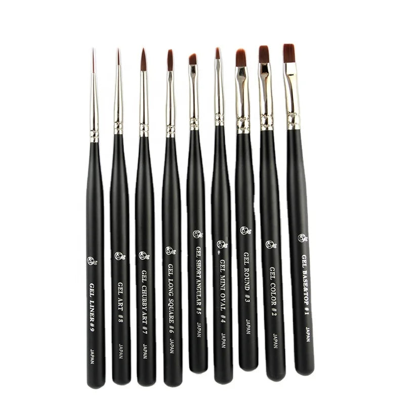 Hot Selling OME Professional Nail Art Brush Set with Liner & Oval Shapes Wood Handle for Salon Use