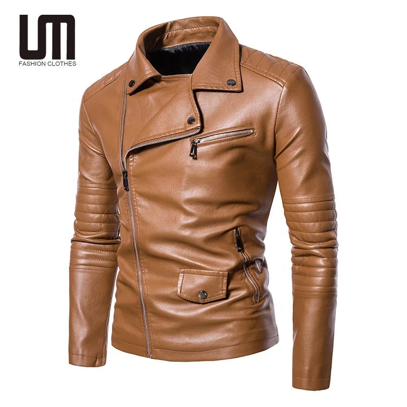 Liu Ming Oem Latest Autumn Winter Vintage Men s Fashion Motorcycle PU Leather Turn Down Collar Outerwear Jackets