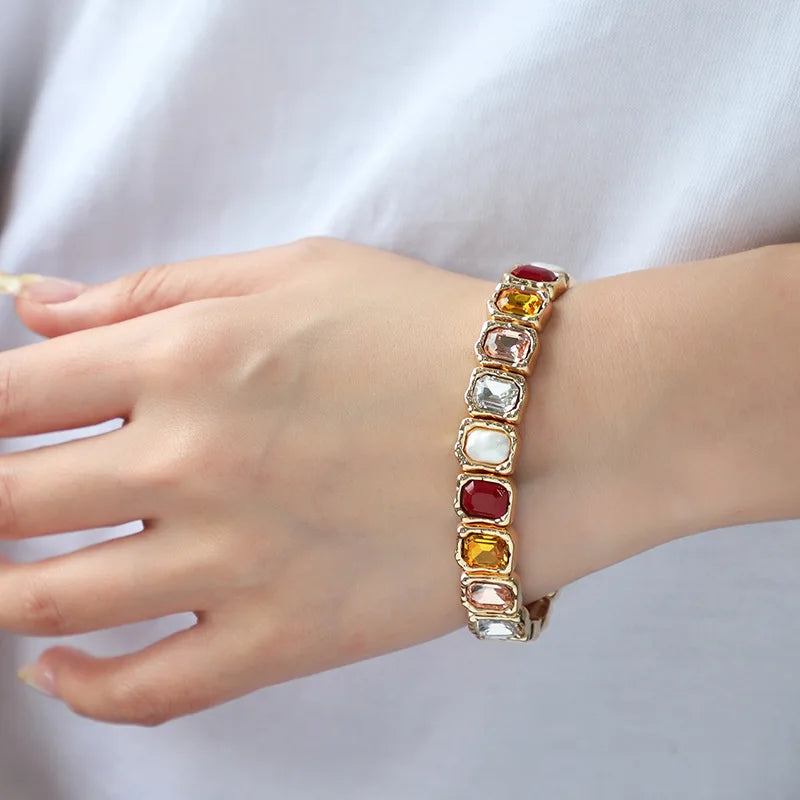 Original Design New Arrival Fashion Themed Gifts Hand Jewelry Simple Style  Alloy Stained Glass Dot Diamond Temperament Bracelet