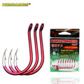 High Carbon Steel Single Hook for Reservoir Stream Lake Fishing Circle Shape Red Barbed 0.6# to 10# From River