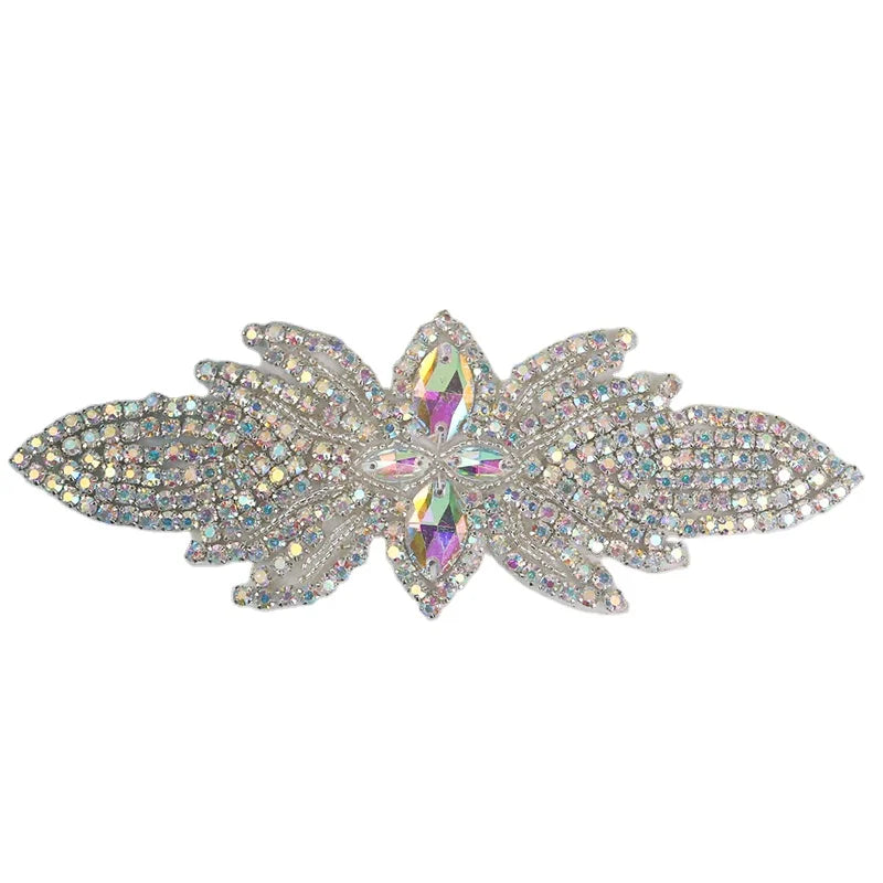 Gold Crystal Glass Diamond High-end Handmade Rhinestone Applique Bridal Girdle Back Glue Rhinestone Applique