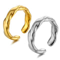 Wholesale Jewelry Stainless Steel Irregular Rings 18k Gold Plated Chunky Ring Stacking Band Adjustable Open Cuff Ring Women Men