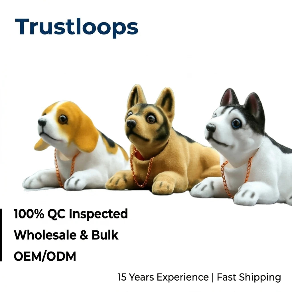 Trustloops Custom Shake Head Plush Dog Car Accessories Interior Decoration Shaking Toy Private Label OEM