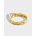 Vintage Simple 925 Sterling Silver Ring Opening Adjustable 18K Gold Ring Jewelry for Women