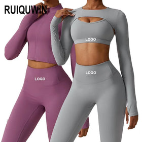 RUIQUWIN Wholesale Sport Suit Women Fitness Clothing Sport Wear Yoga Set Gym Sportswear Running Leggings Women Set