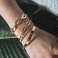 HOVANCI Trendy 3 Pcs/ Set Classic Multilayer Crystal Arrow Knot Bracelet Cuff Open Adjustable Gold Bracelet Set Women