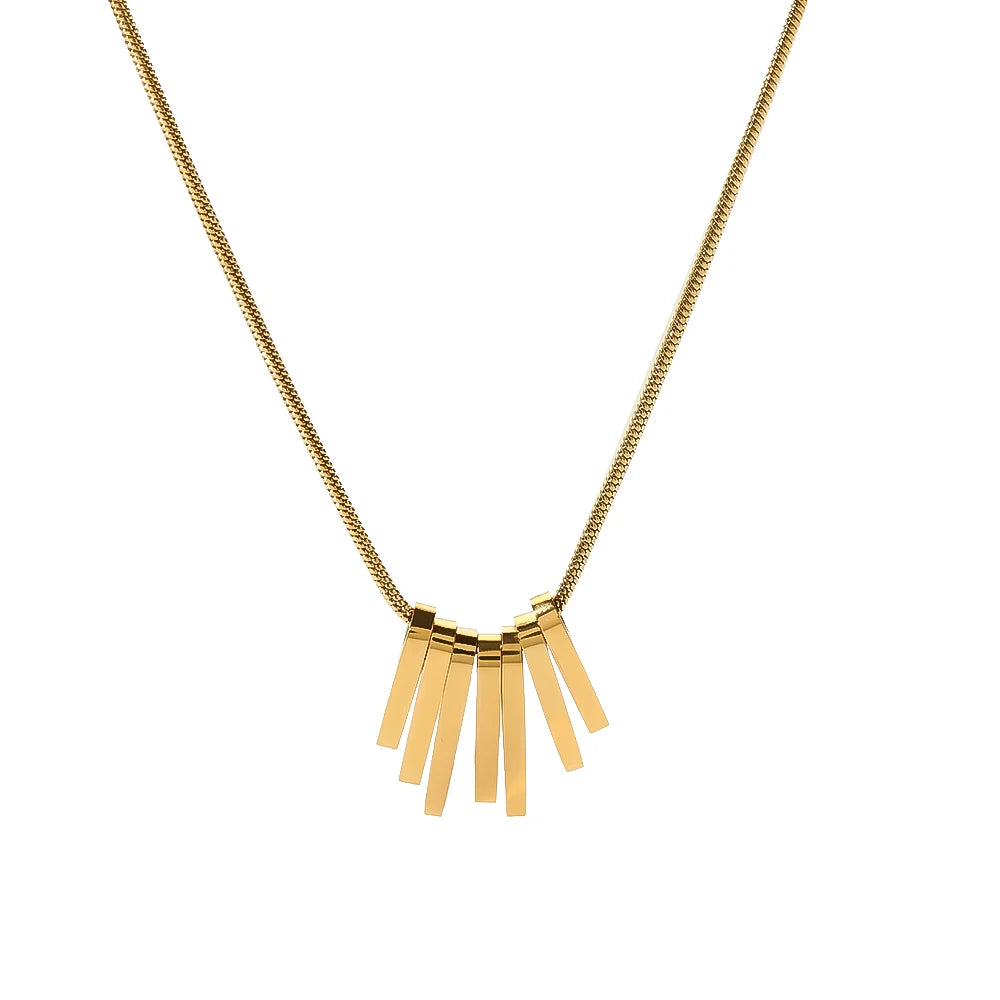 18K Gold Plated Chic Minimalist Jewelry Stainless Steel Irregular Multi Bar Geometric Pendant Necklaces