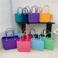 Wholesale Custom logo Fashion Waterproof Beach Eva Travel Bags Silicone Summer Rubber Handbags for Women
