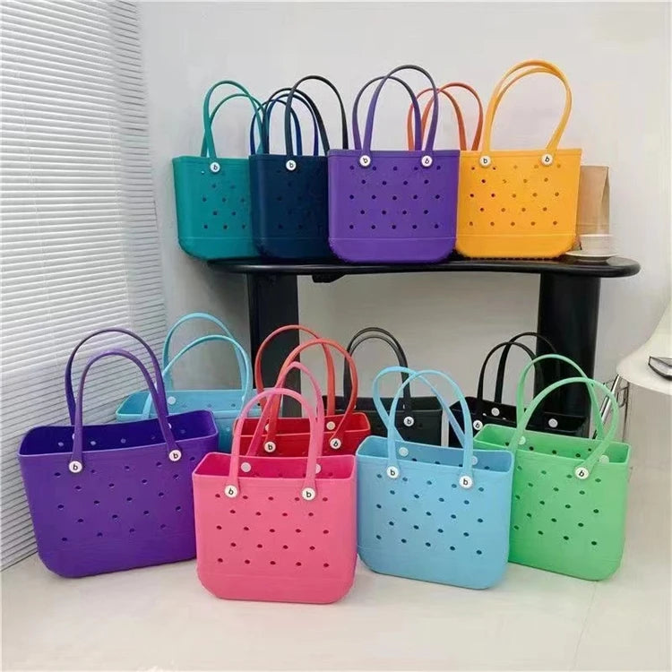 Wholesale Custom logo Fashion Waterproof Beach Eva Travel Bags Silicone Summer Rubber Handbags for Women