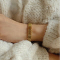 Trendy Waterproof Non Tarnish Gold Jewelry Stainless Steel 8mm Watch Strap Mesh Chain Bracelet Men Women