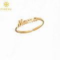 Fashion Mother'S Day Gift Ideas Adjustable 18K Gold Plated Stainless Steel Jewelry Mama Mom Ring