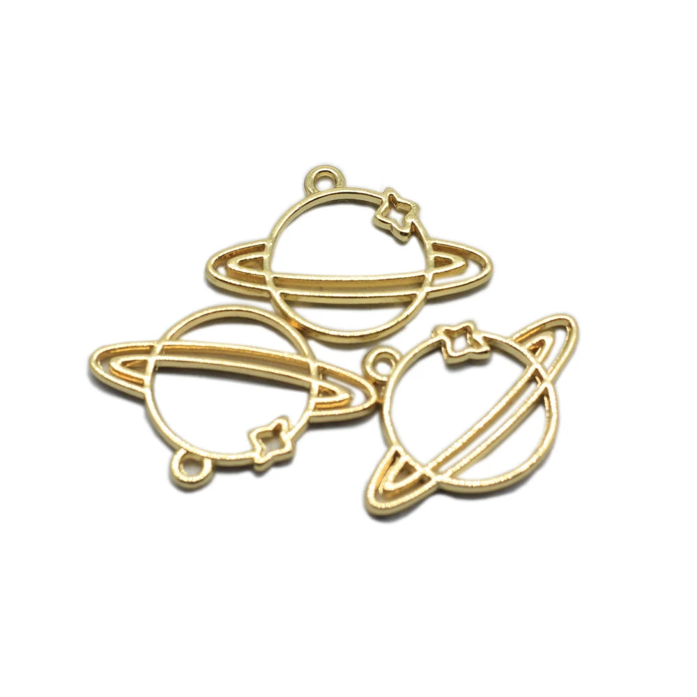 Saturn Planet Beads Antique Silver Color Star Earth Pendants Charms DIY Crafts Making Findings
