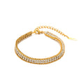 New Arrival Full Zircon Choker Stainless Steel Wheat Double Layer Cubic Zirconia Bracelet for Girls